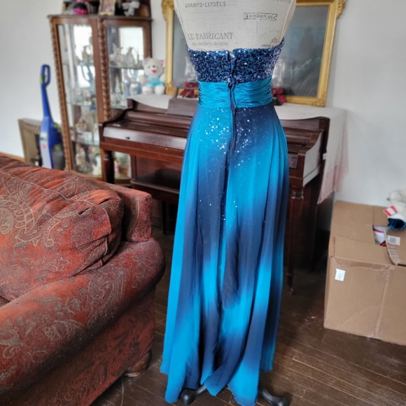 Blue High-Low Formal Dress - Picture 3 of 5